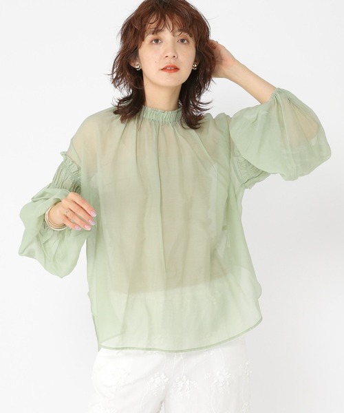 セール】デザインスリーブシアーブラウス（シャツ/ブラウス）｜studio