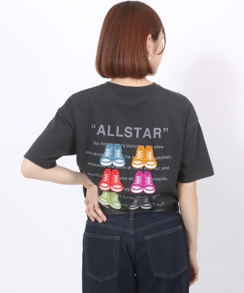 CONVERSE(コンバース)の「CONVERSE(コンバース)ハイカットスニーカーシューズグラフィックTシャツ レディース/刺繍/サガラ刺繍(Tシャツ/カットソー・レディース・ブラック系その他2/ネイビー/オフホワイト/ホワイト系その他3/ホワイト系その他2/ブラック系その他/ホワイト系その他/ブラック/ラベンダー/ピンク/ブラック系その他3・L/M)」の6枚目の写真
