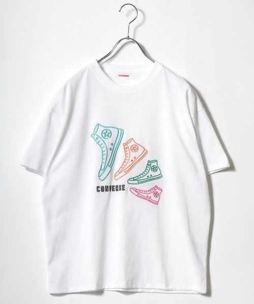 CONVERSE(コンバース)の「CONVERSE(コンバース)ハイカットスニーカーシューズグラフィックTシャツ レディース/刺繍/サガラ刺繍(Tシャツ/カットソー・レディース・ブラック系その他2/ネイビー/オフホワイト/ホワイト系その他3/ホワイト系その他2/ブラック系その他/ホワイト系その他/ブラック/ラベンダー/ピンク/ブラック系その他3・L/M)」の14枚目の写真