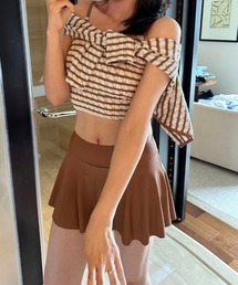 Ritzy（リッツィー）の「ボーダー柄長袖トップス+スカートビキニ 水着 3点セット（水着）」