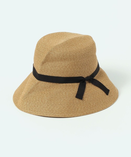 studio CLIP（スタディオクリップ）の「【daily CLIP】odds パッカブルリボンハット（ハット・レディース・ナチュラル/ブラック・FREE）」の2枚目の写真