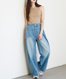 ウォッシュ加工 ワイドデニム