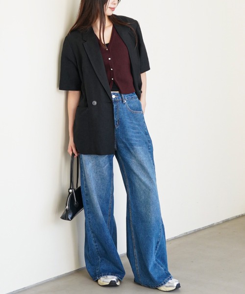 gossip!ロサンゼルス(ゴシップロサンゼルス)の「ウォッシュ加工 ワイドデニム(デニムパンツ・レディース・ブルー/ブラック/ライトブルー・S/M)」の19枚目の写真