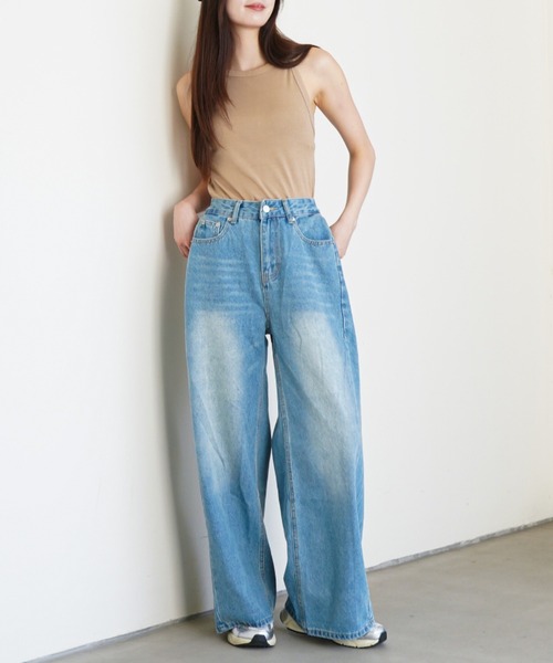 gossip!ロサンゼルス(ゴシップロサンゼルス)の「ウォッシュ加工 ワイドデニム(デニムパンツ・レディース・ブルー/ブラック/ライトブルー・S/M)」の21枚目の写真