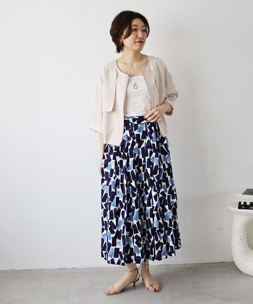le.coeur blanc(ルクールブラン)の「幾何柄プリントリボン付ロングスカート(スカート・レディース・グリーン系その他/ブルー系その他4・38)」の13枚目の写真