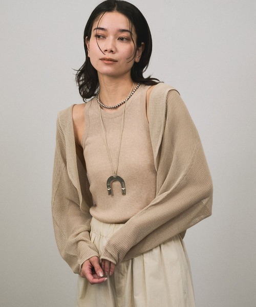 SALON adam et rope'(サロン アダム エ ロペ)の「シアーメッシュフードボレロ(カーディガン/ボレロ・レディース・ブラック/ベージュ/ブルー系その他4・FREE)」の4枚目の写真