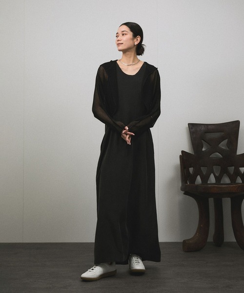 SALON adam et rope'(サロン アダム エ ロペ)の「シアーメッシュフードボレロ(カーディガン/ボレロ・レディース・ブラック/ベージュ/ブルー系その他4・FREE)」の5枚目の写真