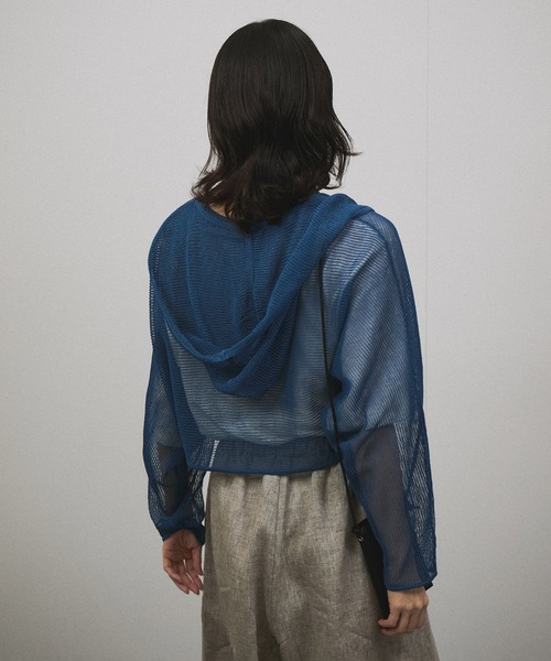 【ブルー系（45）】シアーメッシュフードボレロ SALON adam et ropé(サロン アダム エ ロペ) / シアーメッシュフード