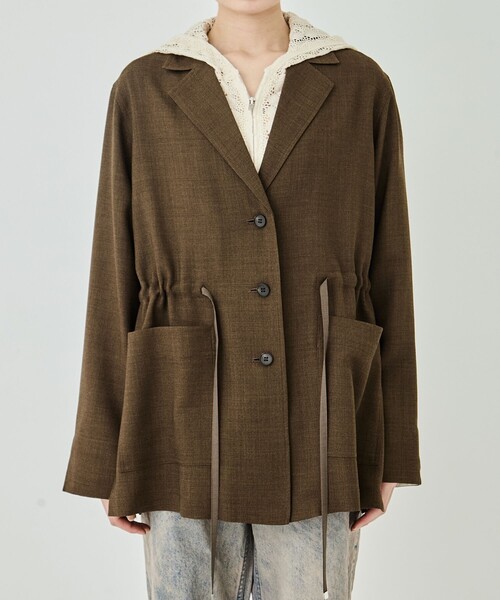 PUBLIC TOKYO ウールジョーゼットリラックスジャケット ウールジョーゼットリラックスジャケット(1 NAVY): : ウィメンズ