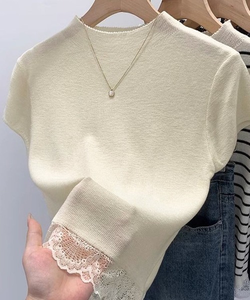 AsheKsha(アシクシャ)の「ボーダートップス(Tシャツ/カットソー・レディース・ベージュ/ブラック/ブラック系その他・F)」の5枚目の写真