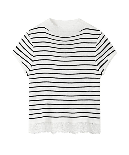 AsheKsha(アシクシャ)の「ボーダートップス(Tシャツ/カットソー・レディース・ベージュ/ブラック/ブラック系その他・F)」の8枚目の写真