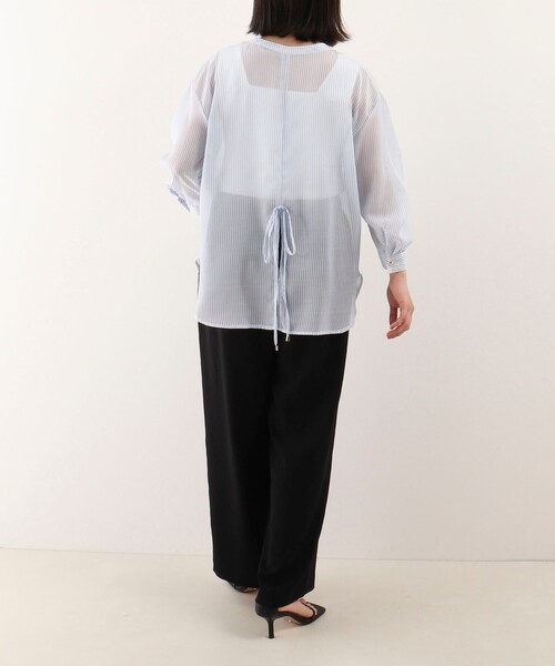 NOLLEY'S LIGHT（ノーリーズライト）の「シアー細ストライプギャザースリーブブラウス（シャツ/ブラウス・レディース・イエロー系その他/ブルー系その他/グリーン系その他・38）」の9枚目の写真