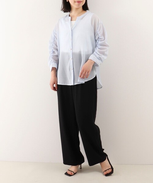 NOLLEY'S LIGHT（ノーリーズライト）の「シアー細ストライプギャザースリーブブラウス（シャツ/ブラウス・レディース・イエロー系その他/ブルー系その他/グリーン系その他・38）」の10枚目の写真