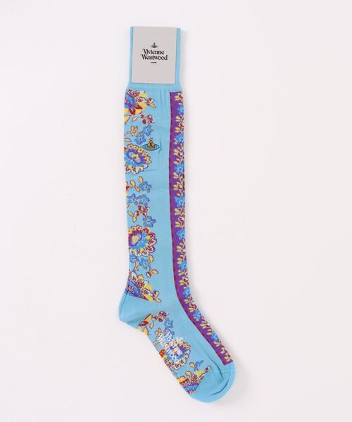 Vivienne Westwood(ヴィヴィアンウエストウッド)の「FLOWER STRIPE HIGH SOCK(ソックス/靴下・レディース・レッド系その他/ブルー系その他・SMALL)」の2枚目の写真