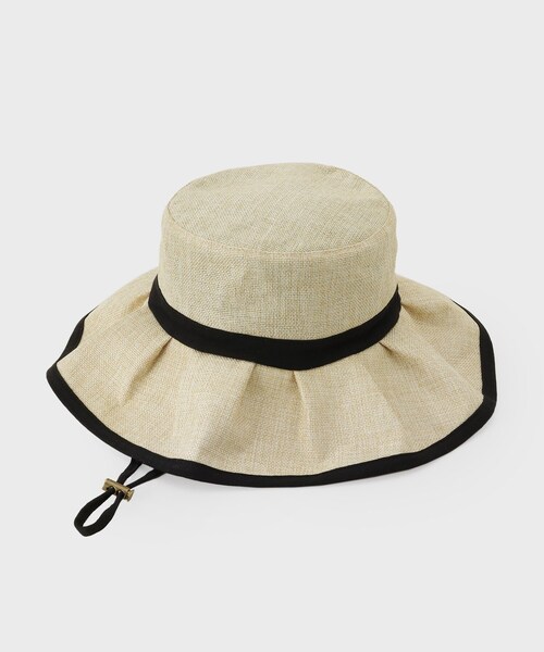 OPAQUE.CLIP（オペークドットクリップ）の「フリルバケットハット（ハット・レディース・ライトベージュ/ブラック系1・00）」の2枚目の写真