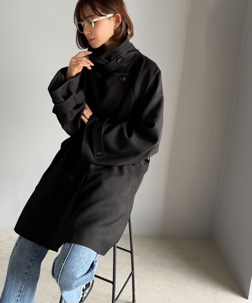 classicalelf（クラシカルエルフ）の「春のベストバイ。瞬間、きちんと見え。1枚あれば着回し自由自在。ケープ付きスタンドカラーミドル丈コート（ベルト付き）（トレンチコート・レディース・モカ/ベージュ/ブラック・SMALL/MEDIUM/LARGE/X-LARGE）」の7枚目の写真