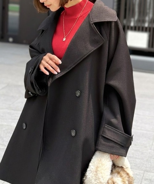 classicalelf（クラシカルエルフ）の「春のベストバイ。瞬間、きちんと見え。1枚あれば着回し自由自在。ケープ付きスタンドカラーミドル丈コート（ベルト付き）（トレンチコート・レディース・モカ/ベージュ/ブラック・SMALL/MEDIUM/LARGE/X-LARGE）」の13枚目の写真