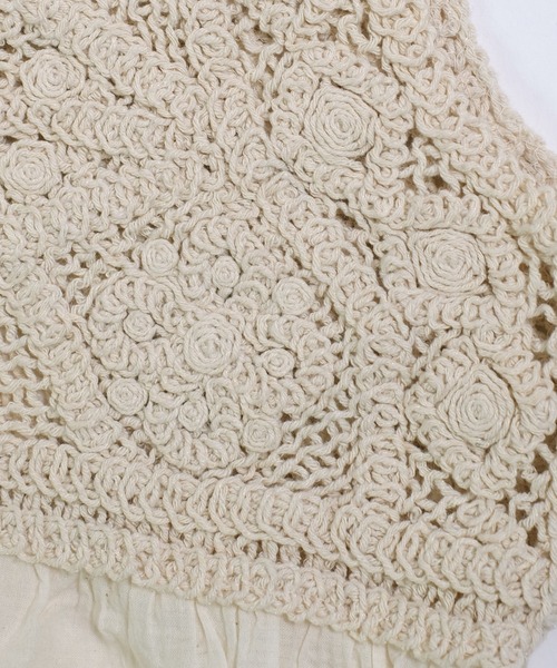 shopnikoniko（ショップニコニコ）の「ビスチェ ニット クロシェ編み  刺繍レース ドッキングビスチェ ニットビスチェ かぎ針 ベスト（ベスト・レディース・ベージュ/ホワイト・フリー）」の16枚目の写真