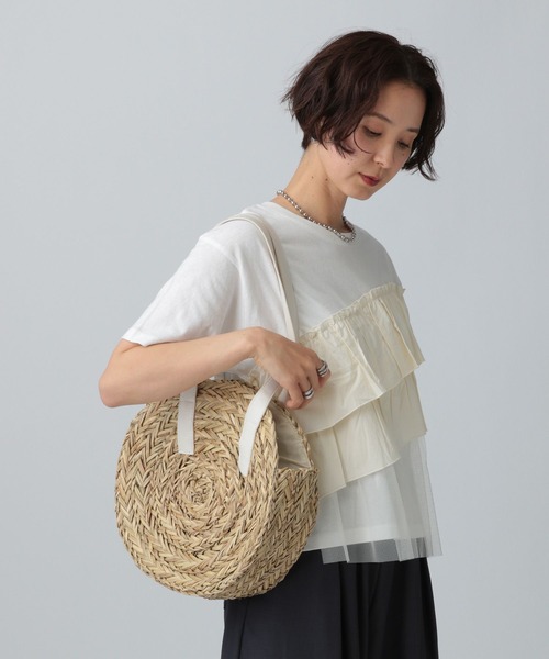 LEPSIM（レプシィム）の「水草ラウンドバッグ　322113（ショルダーバッグ・レディース・ブラック/オフホワイト・ONE SIZE）」の2枚目の写真