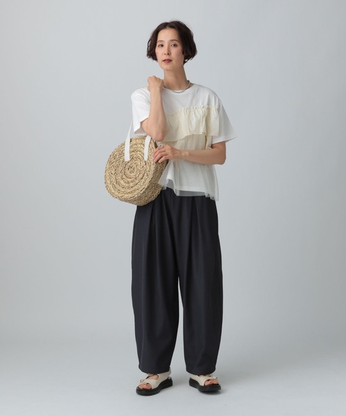 LEPSIM（レプシィム）の「水草ラウンドバッグ　322113（ショルダーバッグ・レディース・ブラック/オフホワイト・ONE SIZE）」の5枚目の写真