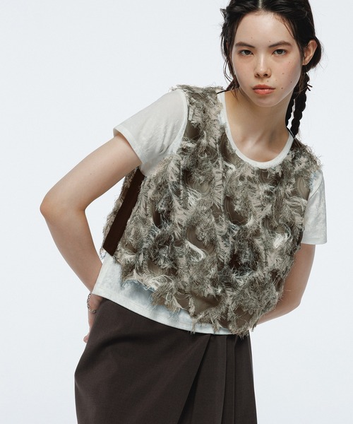 フリンジプリント トップス フリンジプリントトップス（Tシャツ/カットソー）｜ADAM ET ROPE