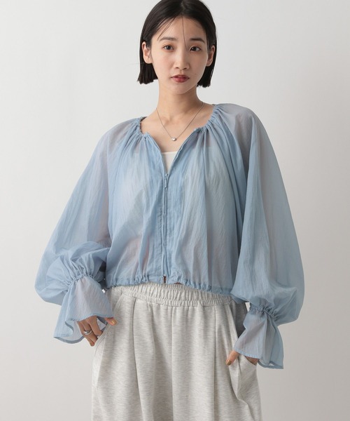 LOWRYS FARM（ローリーズファーム）の「ナイロンＺＩＰギャザーブルゾン　 491124（ブルゾン・レディース・アイボリー/ブラック/ブルー・FREE）」の18枚目の写真