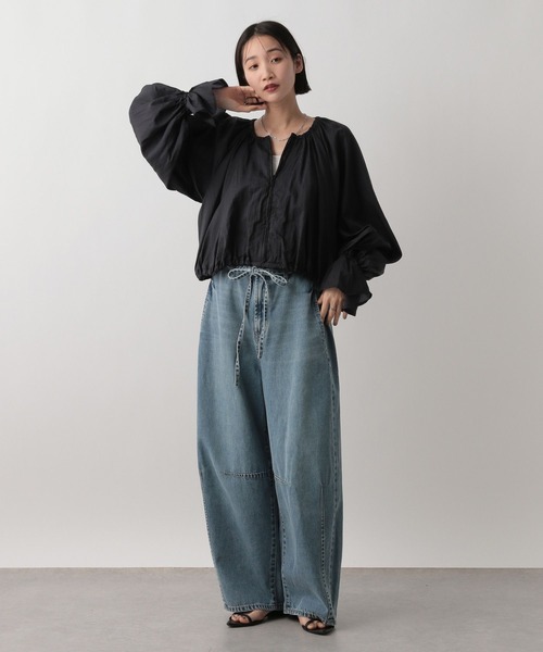 LOWRYS FARM（ローリーズファーム）の「ナイロンＺＩＰギャザーブルゾン　 491124（ブルゾン・レディース・アイボリー/ブラック/ブルー・FREE）」の12枚目の写真