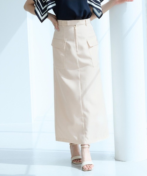 Andemiu（アンデミュウ）の「ポケットIラインスカート492570（スカート・レディース・アイボリー/ブラック/ベージュ・SMALL/MEDIUM）」の2枚目の写真