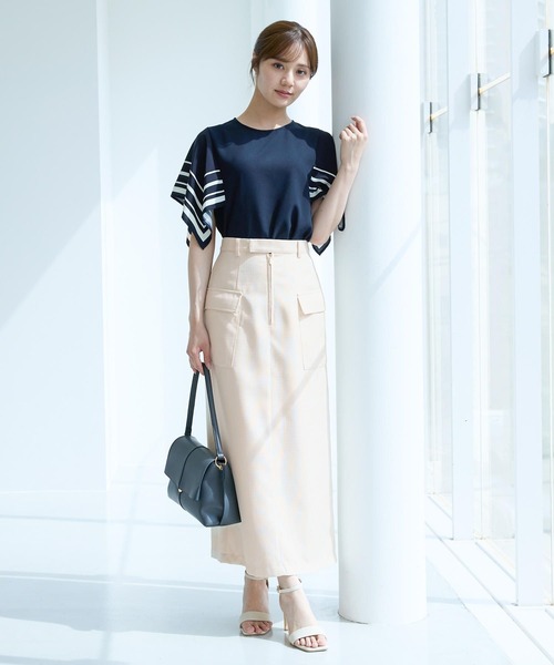 Andemiu（アンデミュウ）の「ポケットIラインスカート492570（スカート・レディース・アイボリー/ブラック/ベージュ・SMALL/MEDIUM）」の5枚目の写真