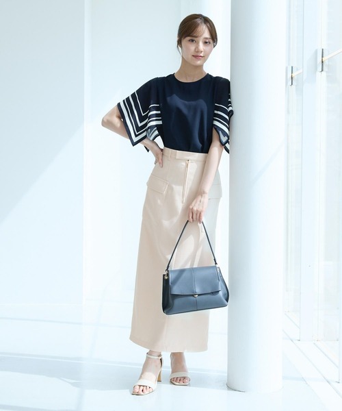 Andemiu（アンデミュウ）の「ポケットIラインスカート492570（スカート・レディース・アイボリー/ブラック/ベージュ・SMALL/MEDIUM）」の6枚目の写真