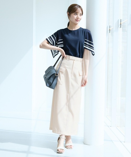 Andemiu（アンデミュウ）の「ポケットIラインスカート492570（スカート・レディース・アイボリー/ブラック/ベージュ・SMALL/MEDIUM）」の7枚目の写真