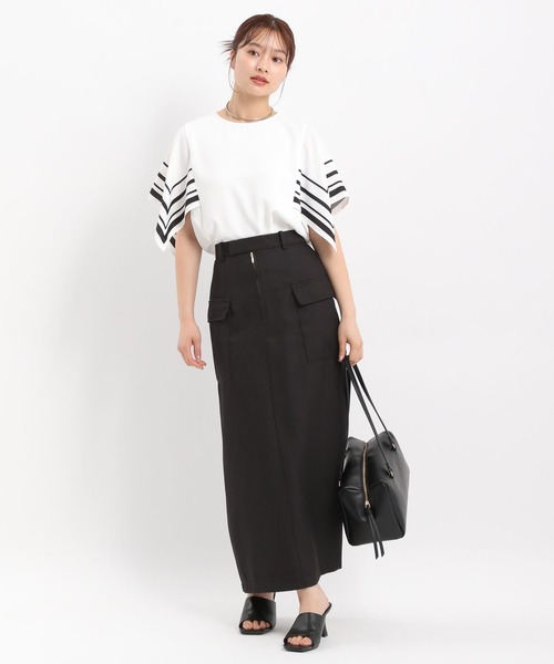 Andemiu（アンデミュウ）の「ポケットIラインスカート492570（スカート・レディース・アイボリー/ブラック/ベージュ・SMALL/MEDIUM）」の16枚目の写真