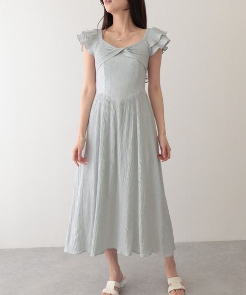Lace Ladies(レースレディース)の「ワッシャー フリル袖 バックリボン ロング ワンピース(ワンピース・レディース・アイボリー/ブルー/ピンク/ラベンダー・FREE)」の16枚目の写真