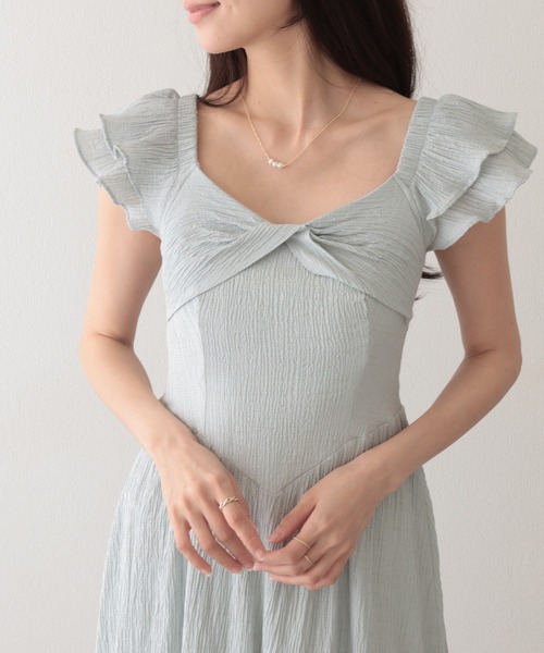Lace Ladies(レースレディース)の「ワッシャー フリル袖 バックリボン ロング ワンピース(ワンピース・レディース・アイボリー/ブルー/ピンク/ラベンダー・FREE)」の17枚目の写真