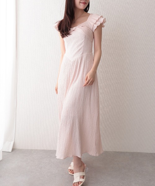 Lace Ladies(レースレディース)の「ワッシャー フリル袖 バックリボン ロング ワンピース(ワンピース・レディース・アイボリー/ブルー/ピンク/ラベンダー・FREE)」の5枚目の写真