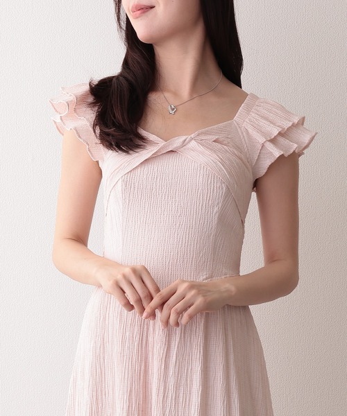 Lace Ladies(レースレディース)の「ワッシャー フリル袖 バックリボン ロング ワンピース(ワンピース・レディース・アイボリー/ブルー/ピンク/ラベンダー・FREE)」の6枚目の写真