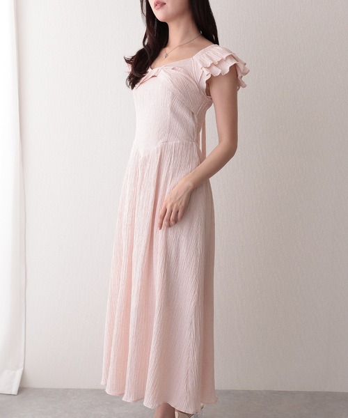 Lace Ladies(レースレディース)の「ワッシャー フリル袖 バックリボン ロング ワンピース(ワンピース・レディース・アイボリー/ブルー/ピンク/ラベンダー・FREE)」の7枚目の写真