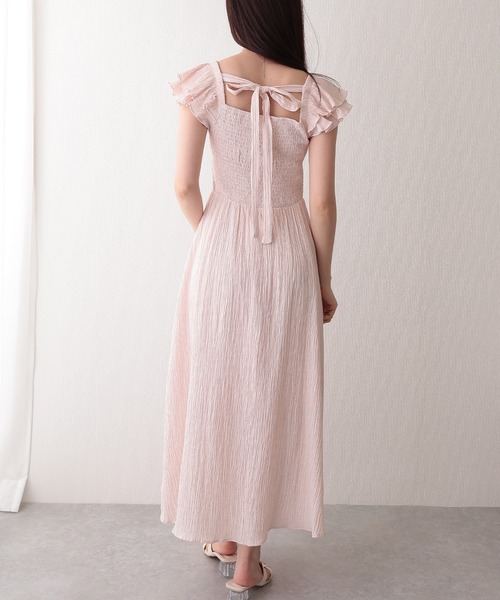 Lace Ladies(レースレディース)の「ワッシャー フリル袖 バックリボン ロング ワンピース(ワンピース・レディース・アイボリー/ブルー/ピンク/ラベンダー・FREE)」の10枚目の写真
