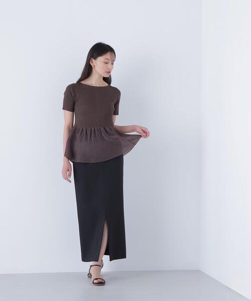 NATURAL BEAUTY BASIC（ナチュラルビューティーベーシック）の「◇フロントスリットナロースカート（スカート・レディース・ブラック/ベージュ/ブラウン・SMALL/MEDIUM/P/S）」の4枚目の写真