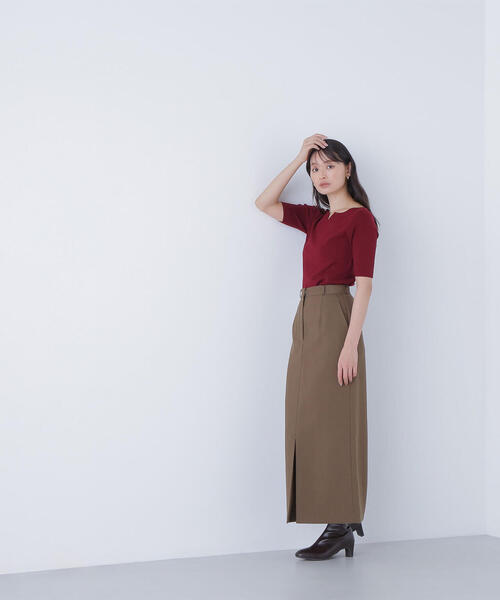 NATURAL BEAUTY BASIC（ナチュラルビューティーベーシック）の「◇フロントスリットナロースカート（スカート・レディース・ブラック/ベージュ/ブラウン・SMALL/MEDIUM/P/S）」の7枚目の写真