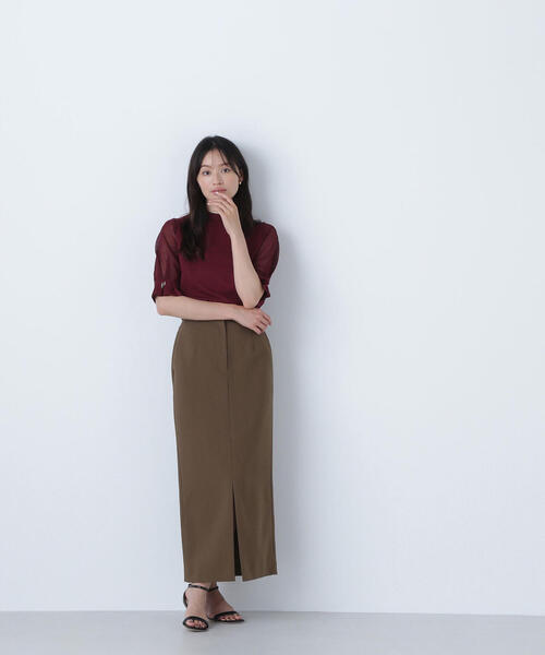 NATURAL BEAUTY BASIC（ナチュラルビューティーベーシック）の「◇フロントスリットナロースカート（スカート・レディース・ブラック/ベージュ/ブラウン・SMALL/MEDIUM/P/S）」の6枚目の写真