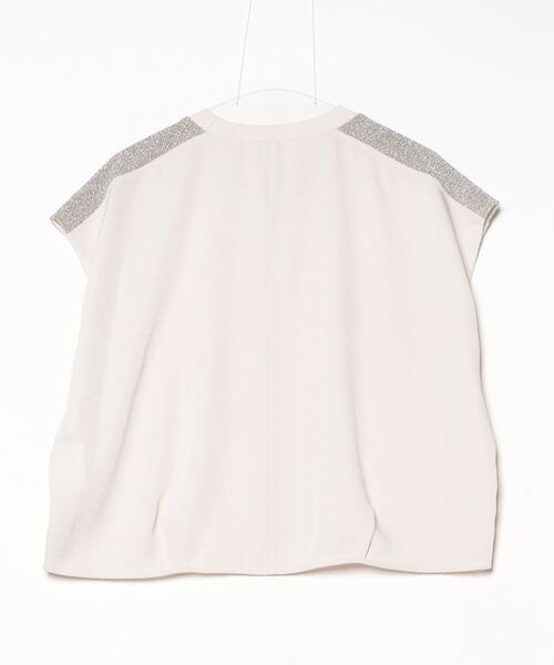EGLANTINE(エグランティーヌ)の「EGLANTINE セットアップ可能 ラメ使いフレンチスリーブトップス(Tシャツ/カットソー・レディース・ライトベージュ/モカ/ブラック・40)」の5枚目の写真
