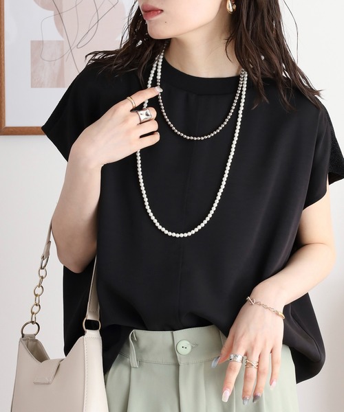 tシャツ EGLANTINE ラメ使いフレンチスリーブトップス レディース セール】EGLANTINE ラメ使いフレンチスリーブトップス（Tシャツ