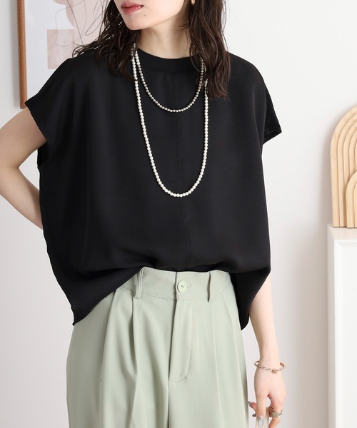 tシャツ EGLANTINE ラメ使いフレンチスリーブトップス レディース セール】EGLANTINE ラメ使いフレンチスリーブトップス（Tシャツ