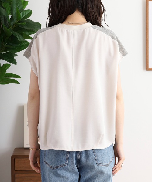 エグランティーヌ EGLANTINE ビーズロゴ フレンチスリーブカットソー （シルバーグレー） エグランティーヌ EGLANTINE ビーズロゴ フレンチスリーブ