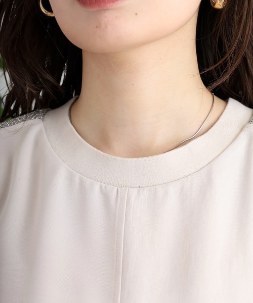 エグランティーヌ EGLANTINE ローズペトール ロゴ刺繍フレンチスリーブカットソー （キャメル） エグランティーヌ EGLANTINE ローズペトール ロゴ刺繍フレンチ