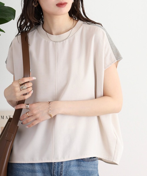 セール】EGLANTINE ラメ使いフレンチスリーブトップス（Tシャツ