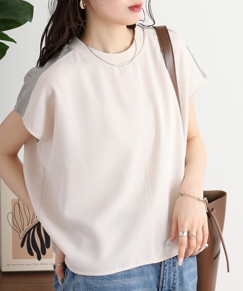 セール】EGLANTINE ラメ使いフレンチスリーブトップス（Tシャツ