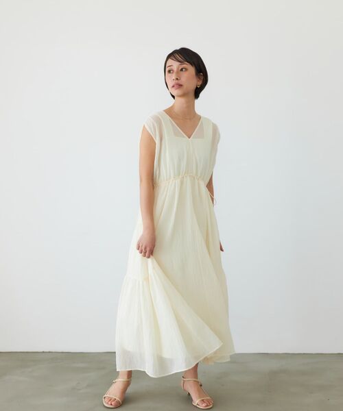 STRATA(エストラータ)の「マイクロチェックシアーワンピースセット 【低身長・小柄女性】(ワンピース・レディース・ネイビー/ホワイト/グレー・SHORT/REGULAR)」の10枚目の写真