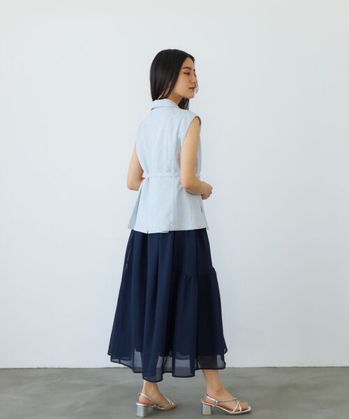 STRATA(エストラータ)の「マイクロチェックシアーワンピースセット 【低身長・小柄女性】(ワンピース・レディース・ネイビー/ホワイト/グレー・SHORT/REGULAR)」の17枚目の写真